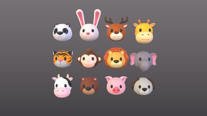 Animal Head Pack 3D Model