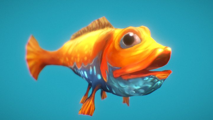 Handpainted Goldfish 3D Model