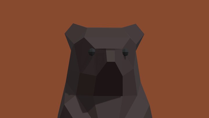 Low Poly Wooden Bear 3D Model