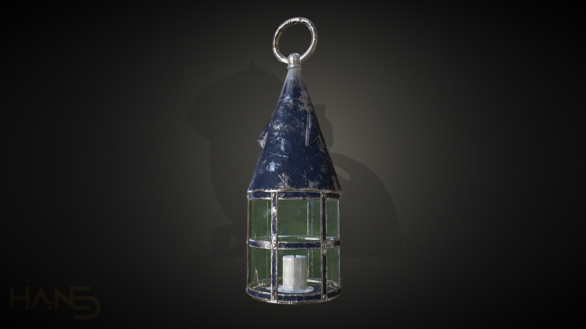 3D model Medieval lantern - This is a 3D model of the Medieval lantern. The 3D model is about a glass bottle with a blue liquid.