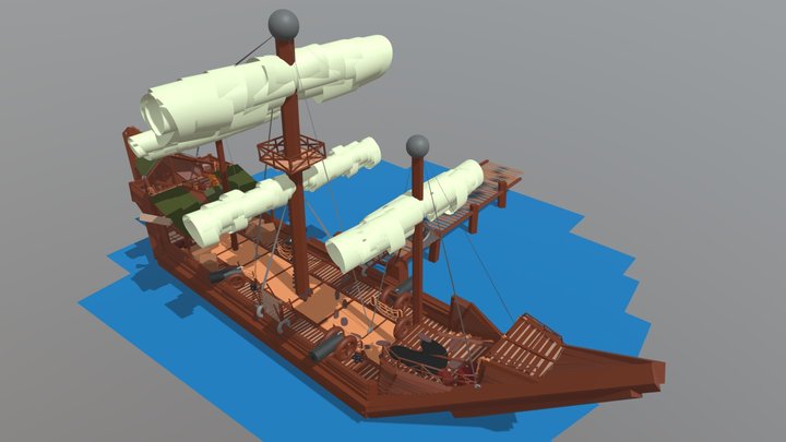Docked Ship 3D Model