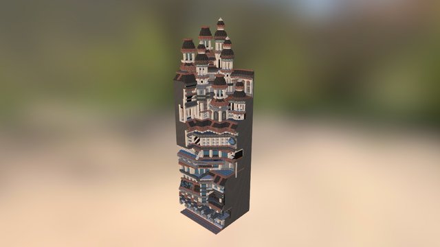 Sci-fi Stacked Minecraft Creation 3D Model