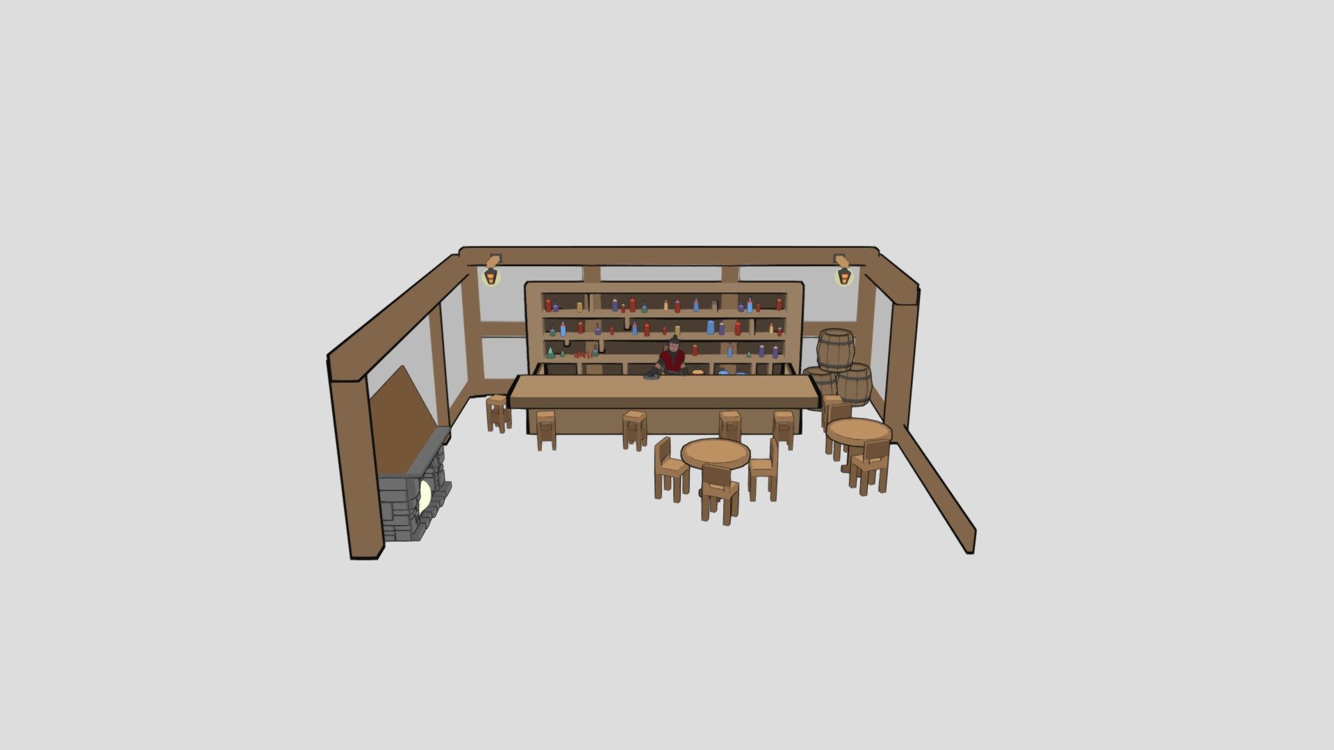 Remy Tending Bar Scene — Sketchfab embed 3D viewer