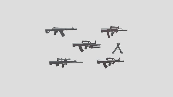 Lego Weapon Machine Gun Pack matches real figure 3D Model