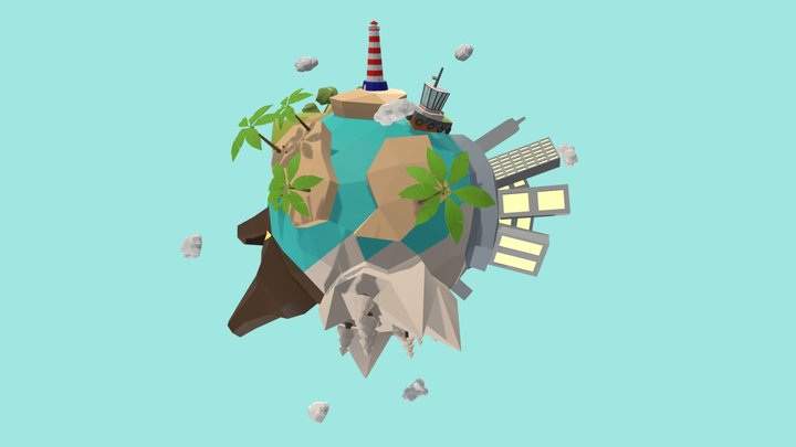Lowpoly Planet Earth 3D Model