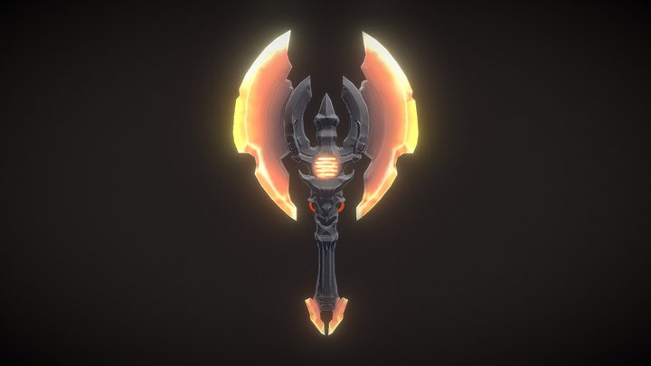 Burning Painted Axe 3D Model