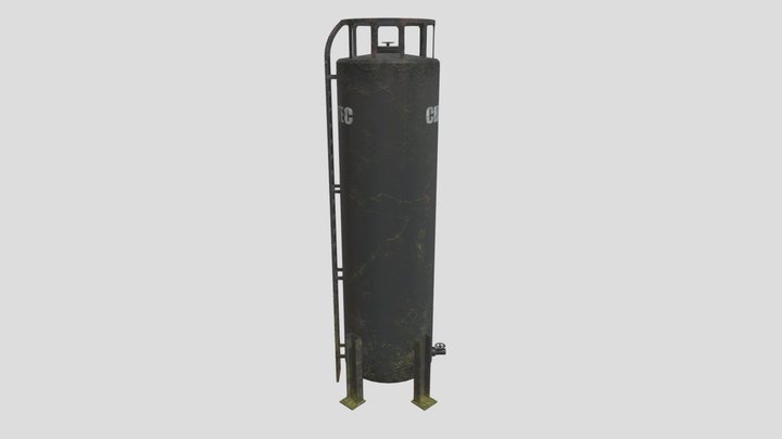 Black vertical storage tank 3D Model