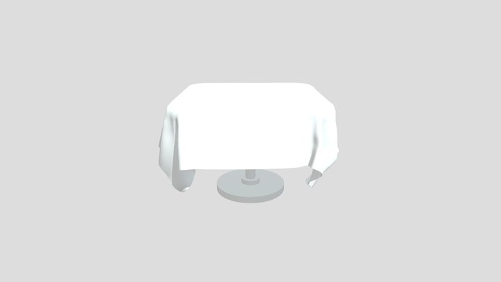 Square table with cloth 3D Model