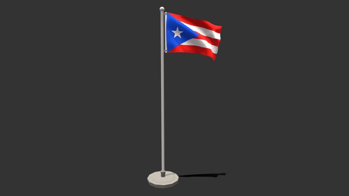 Low Poly Seamless Animated Puerto Rico Flag 3D Model