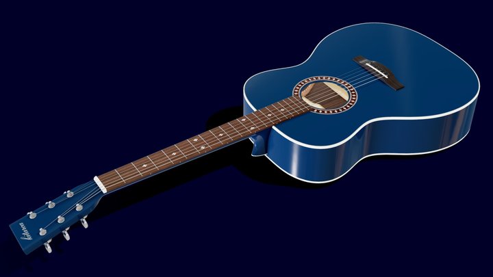 Acoustic Guitar Navy Blue 3D Model