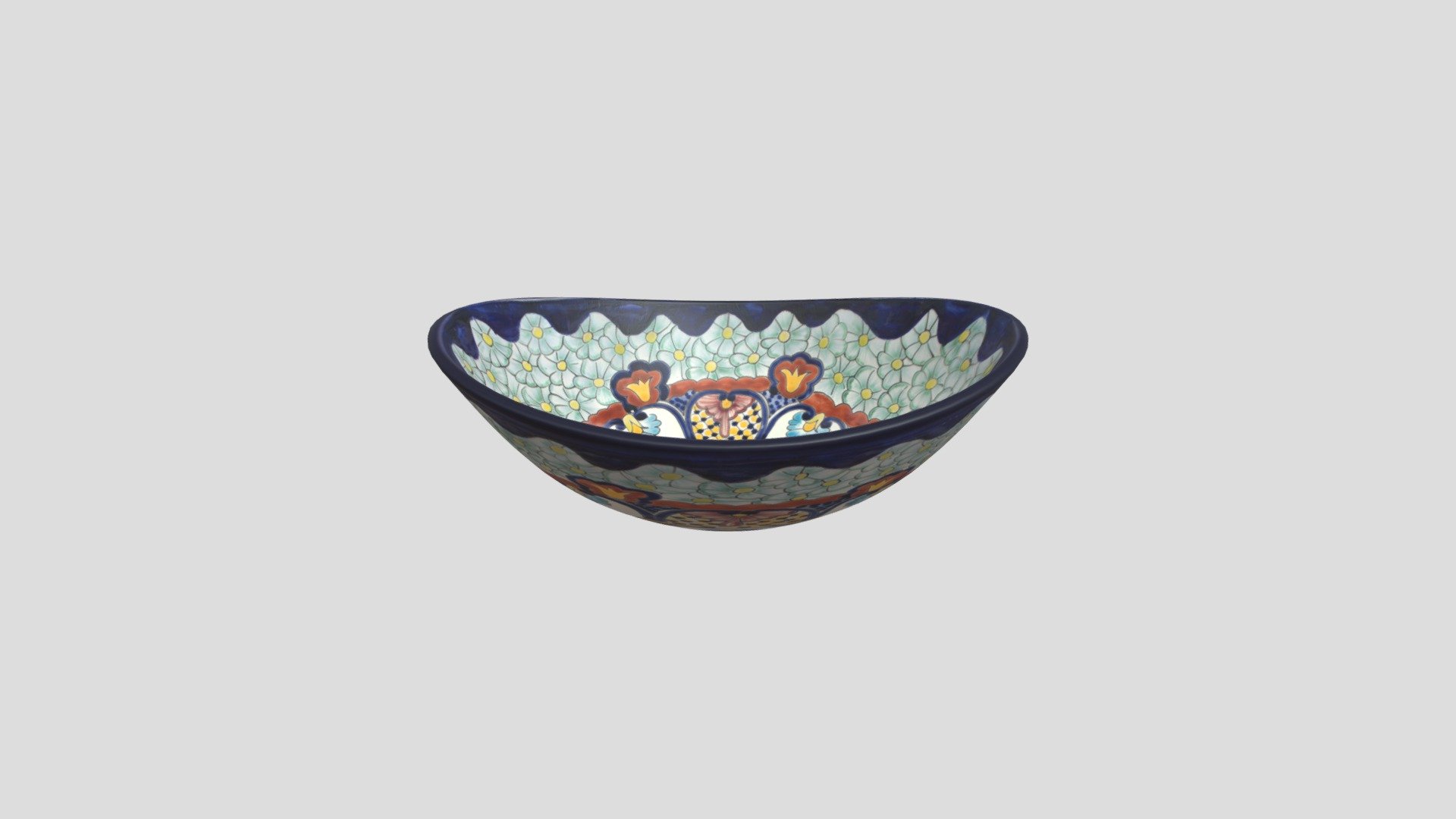 Cerames La Reina Talavera - Lavabo messicano - Cerames | Lavabo da appoggio 46 x 38 x 15 cm | Lavandino in Messico per bagno, cucina rustica
