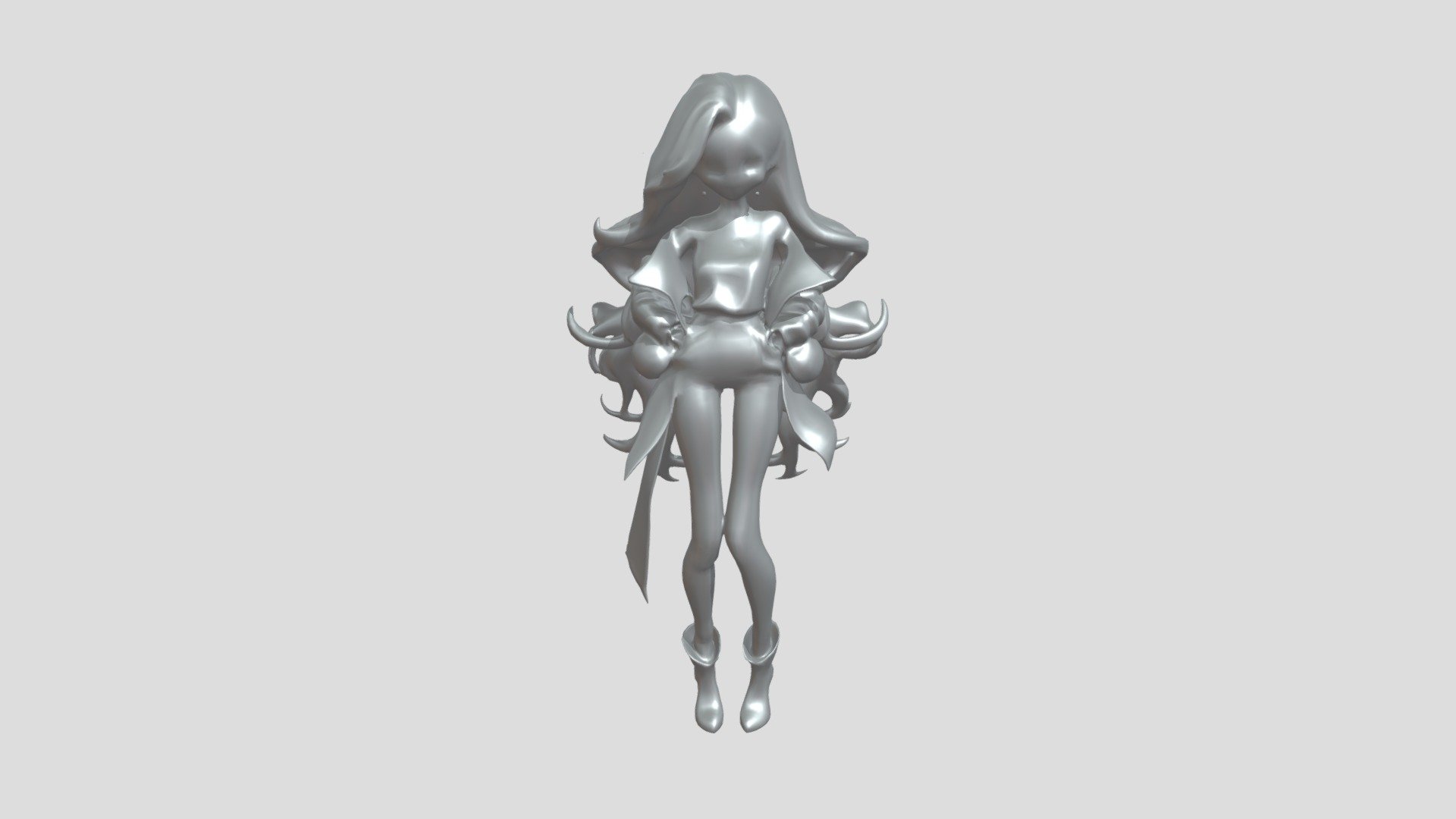 Stylized female character with long silver hair - 3D model by ...