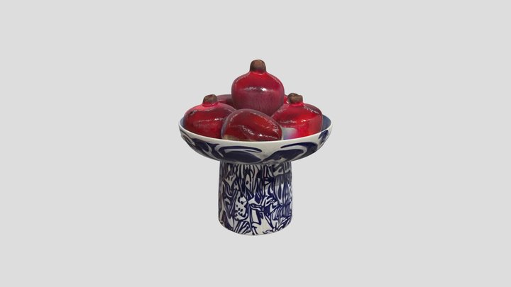 Elegant Ceramic Vase Ripe Pomegranates 3D Model