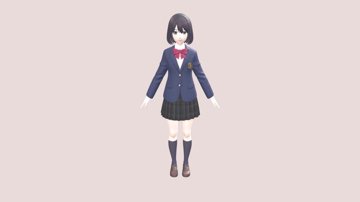 Stylized Anime Japanese High School Girl 2