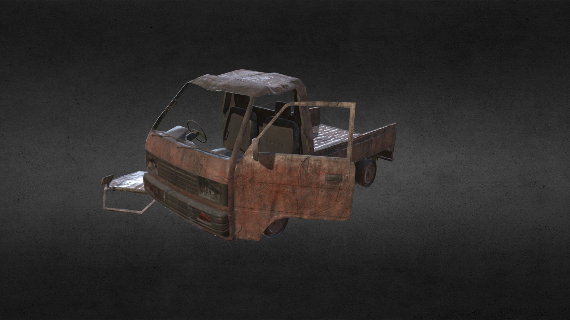 3D model Old mini Van - This is a 3D model of the Old mini Van. The 3D model is about a small car with a cover.