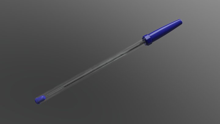 Boring blue ballpoint pen 3D Model