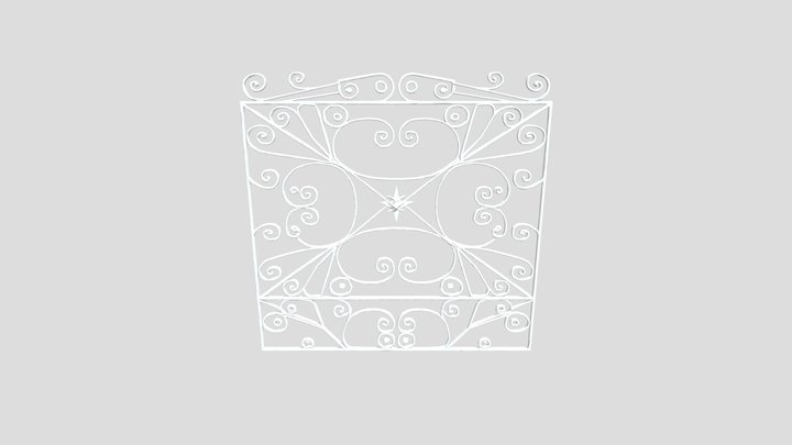 Wrought Iron Design Against Orange Wall 3D Model