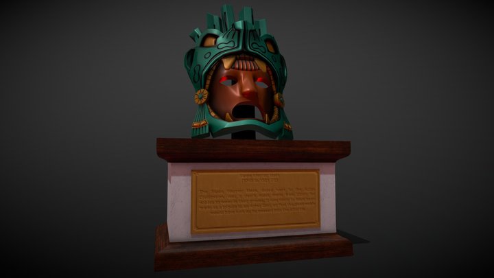 Aztec Stone Warrior Mask 3D Model