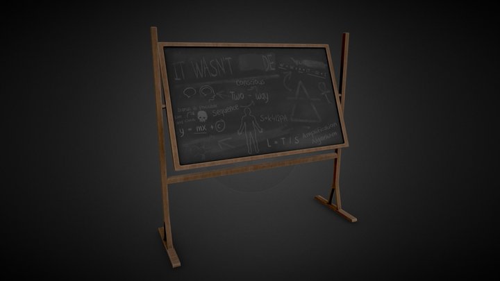 Game Ready - Wooden Blackboard 3D Model