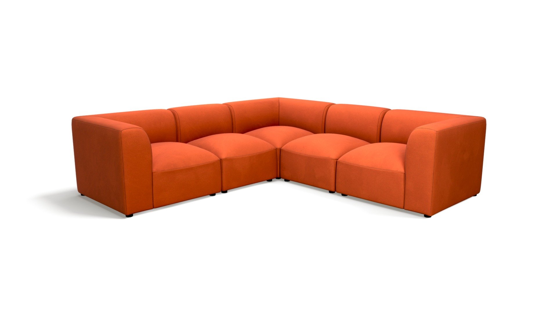 Juno 5 Seater Corner Sofa, Flame Orange Velvet