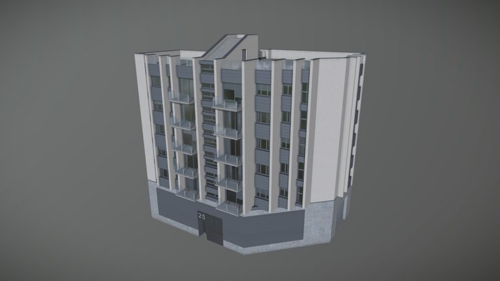 Midrise Residential #2 - 5 stories - Corner R 3D Model