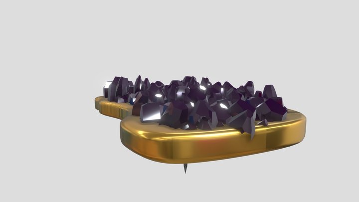 Epoxy Resin Earring with Amethyst Crystal 3D Model