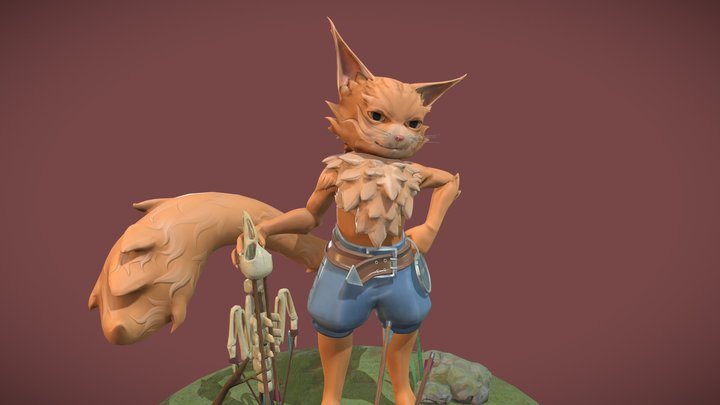 Hunter Cat Character 3D Model