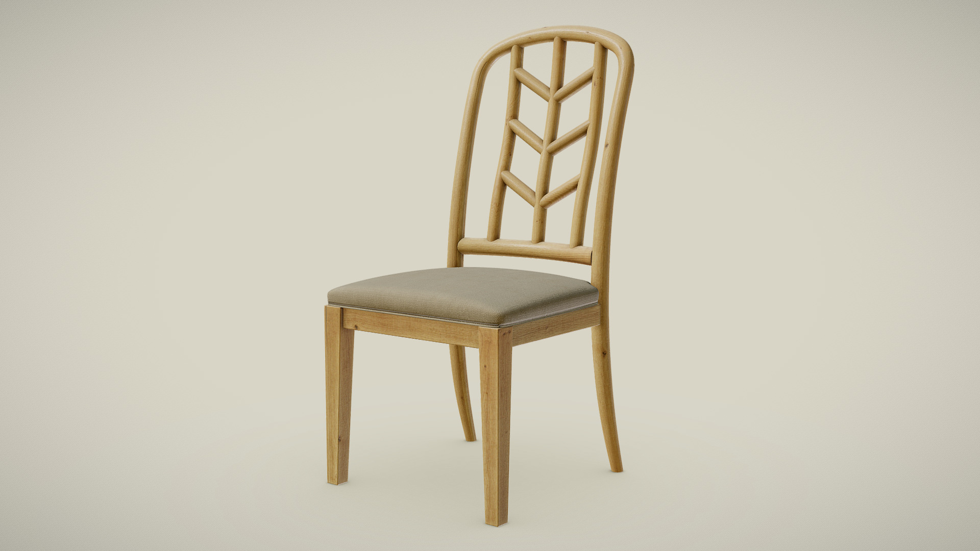 3D model Chev Chair - This is a 3D model of the Chev Chair. The 3D model is about a wooden chair with a cushion.