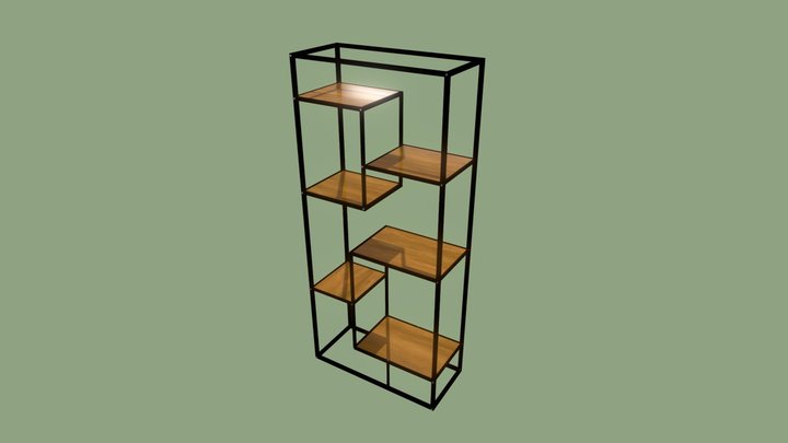 Low Poly Book Shelf 3D Model