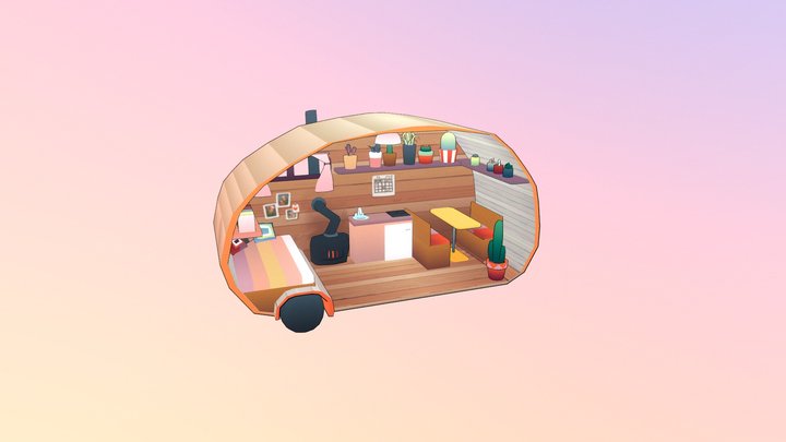 Caravan (w/ Outlines) 3D Model