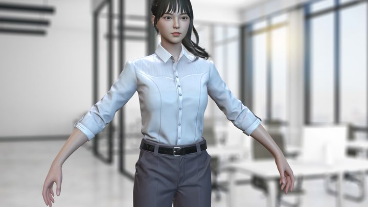 Woman in a business suit Lowpoly Gameassets 3D Model