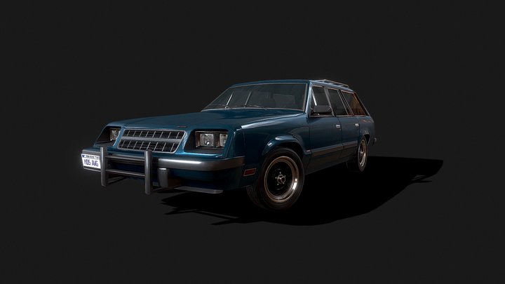 '80s Generic USA Station wagon - Low poly model 3D Model