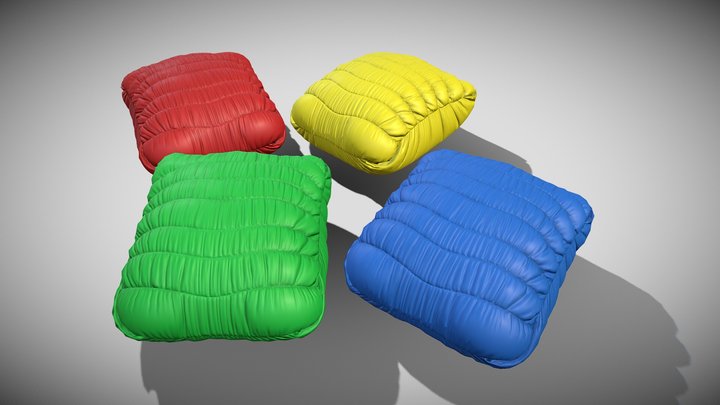 Poufs pillow multi-colored bright 3D Model