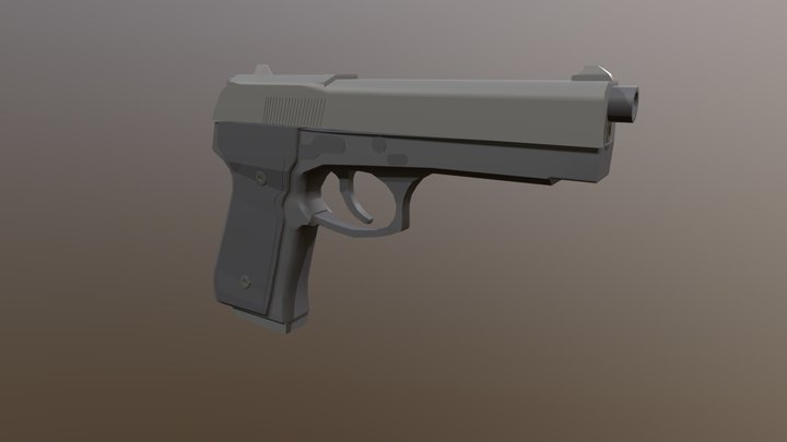 Beretta M9 Low Poly 3D Model