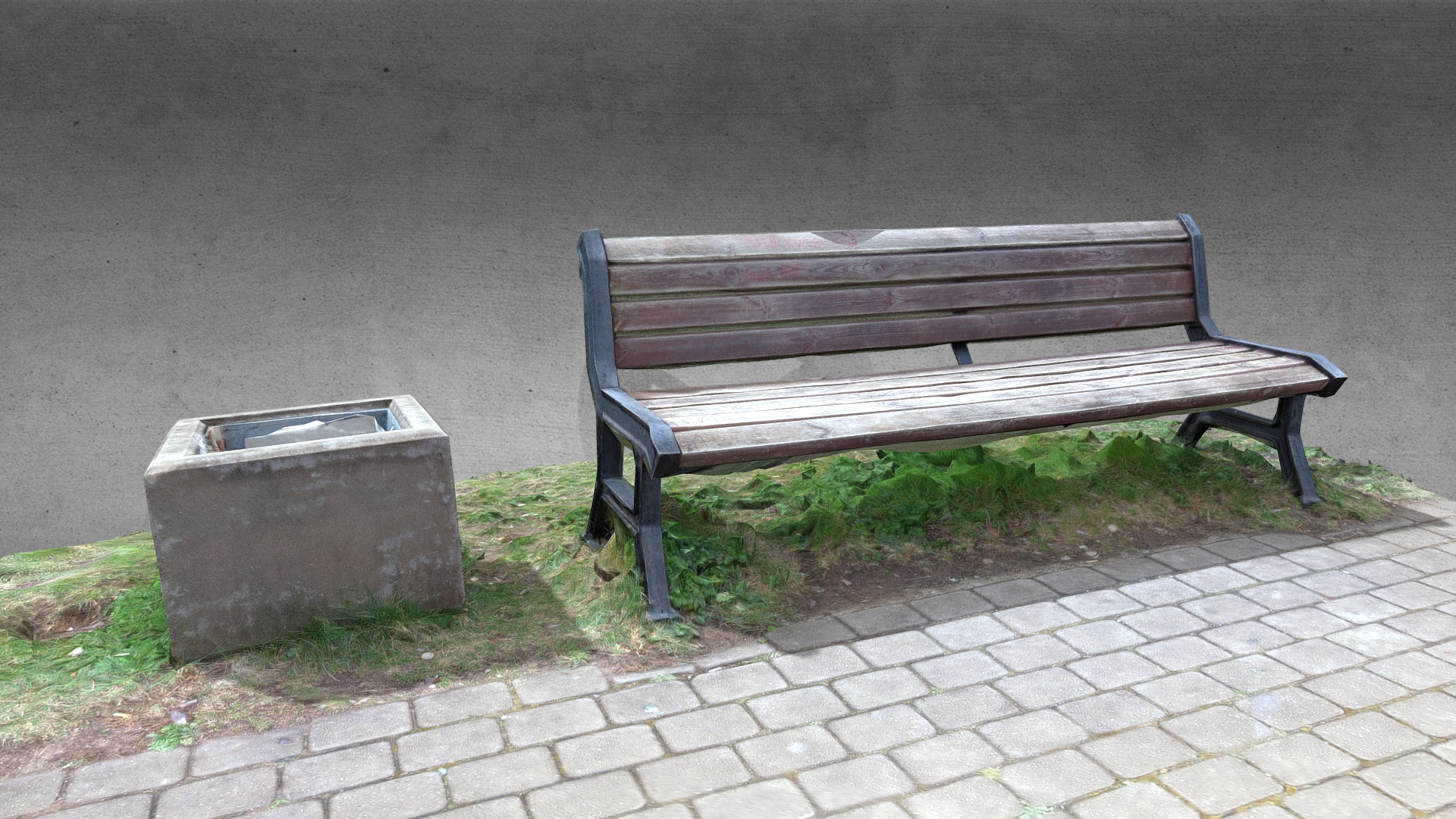 3D model Wooden Bench - This is a 3D model of the Wooden Bench. The 3D model is about a bench sits unoccupied.