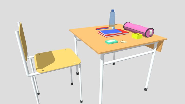 School Table 3D Model