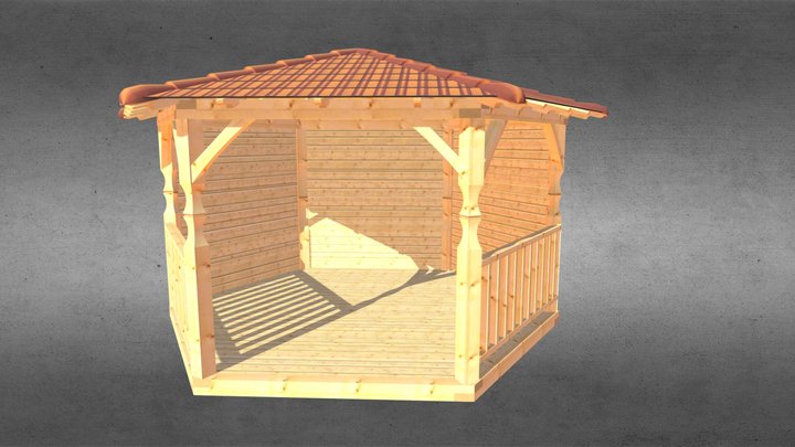 Hexagonal pergola 130 3D Model