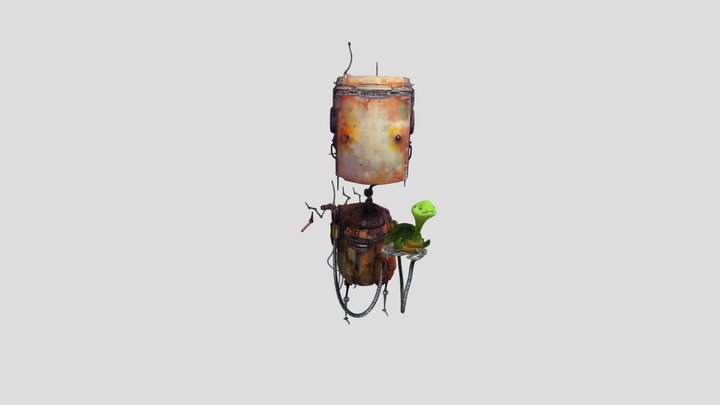 Rusty Boxhead and the Turtle 3D Model
