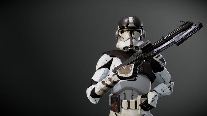 Clone trooper phase 2 AT-TE gunner 3D Model