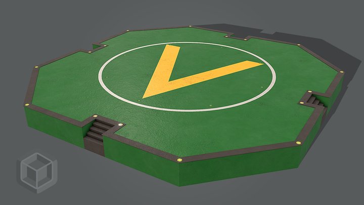Low Poly Military Vertipad 3 3D Model