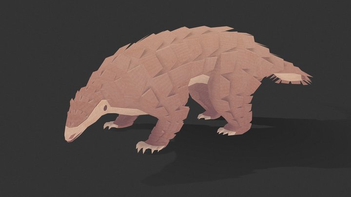 Cardboard Pangolin 3D Model