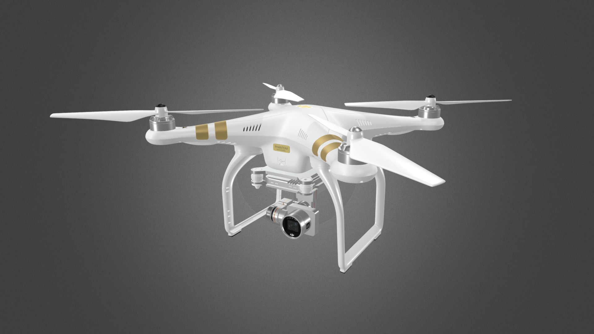 3D model DJI Phantom 3 Pro - This is a 3D model of the DJI Phantom 3 Pro. The 3D model is about a drone flying in the air.