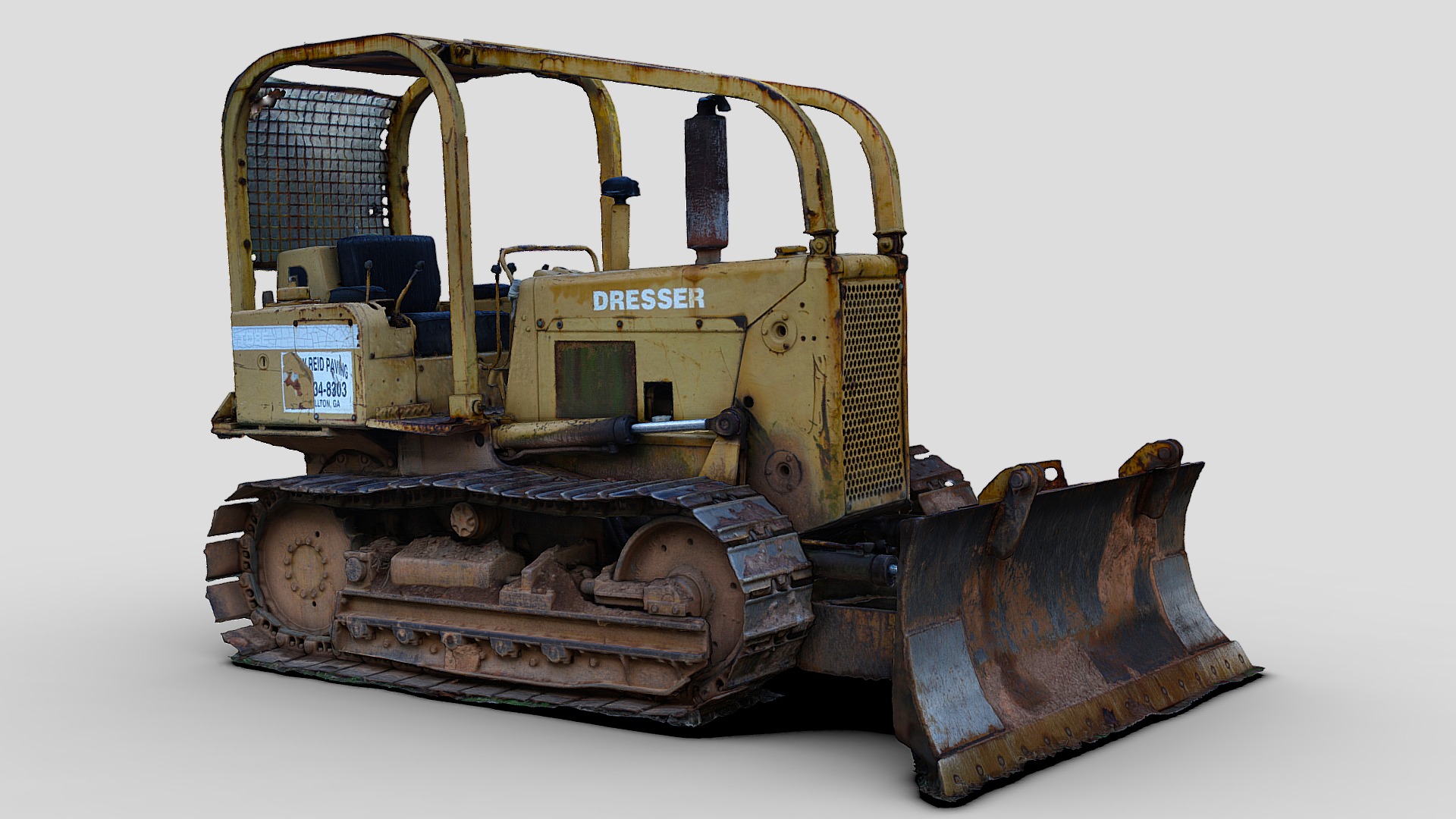 3D model Bulldozer (Raw Scan) - This is a 3D model of the Bulldozer (Raw Scan). The 3D model is about a machine on the white cover.