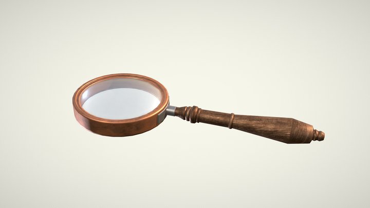 Magnifying glass, Victorian, wooden handle 3D Model