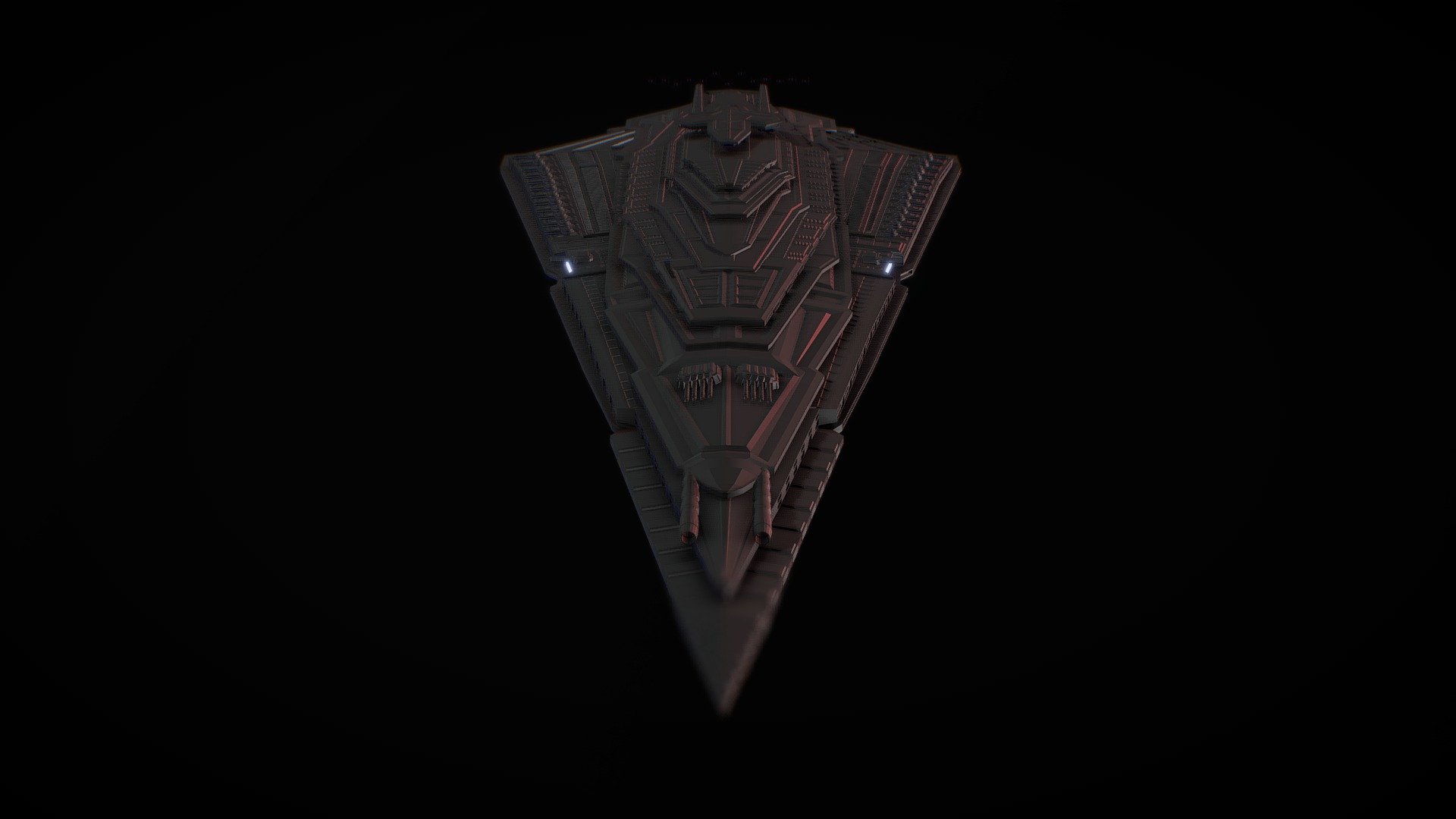 3D model Star Wars Star Destroyer - This is a 3D model of the Star Wars Star Destroyer. The 3D model is about a metal object with a design on it.