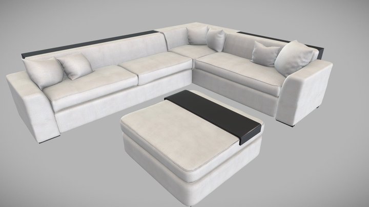 Lazar Brooklyn Sectional With Ottoman 3D Model