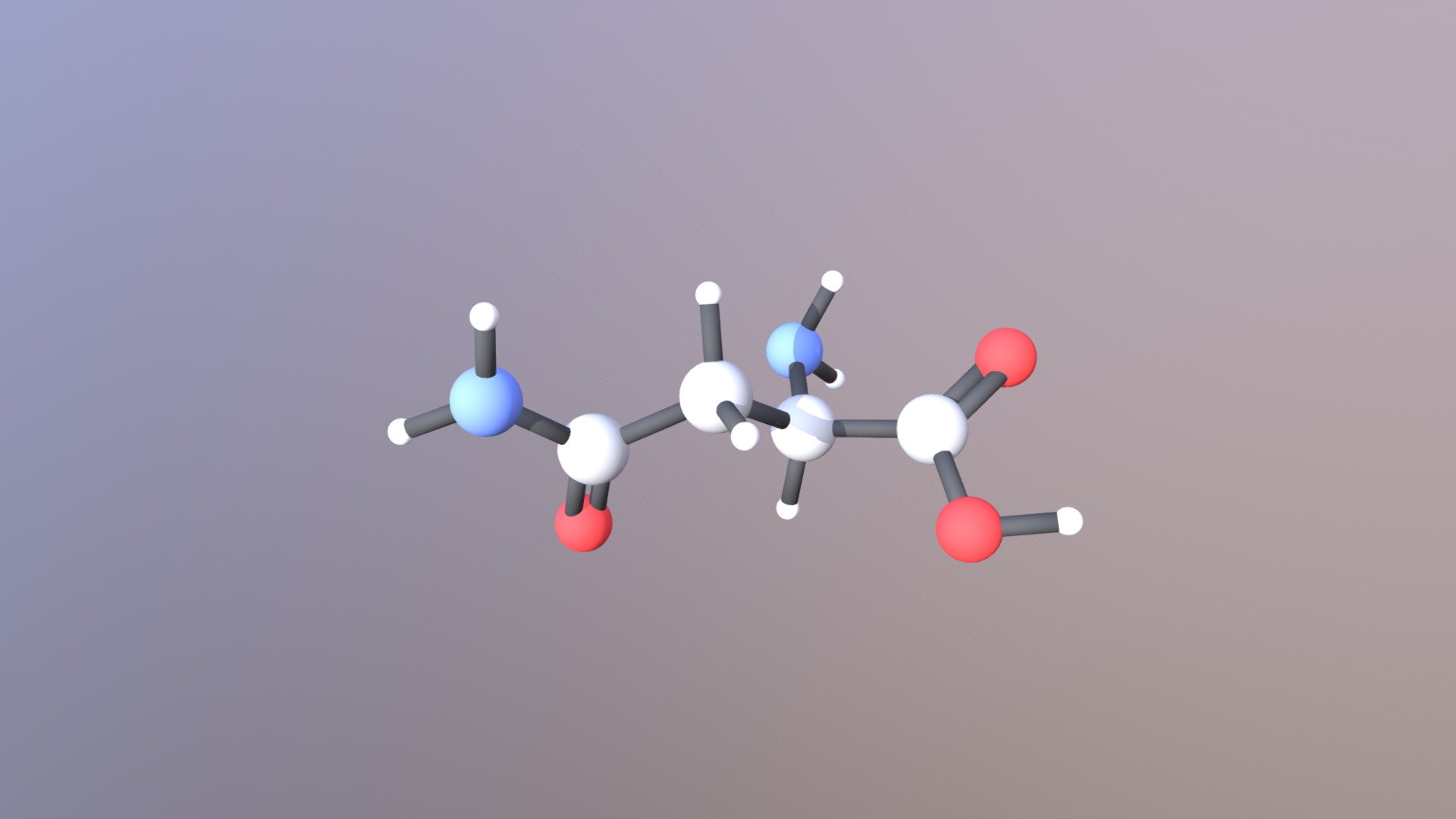 3D model D-asparagine - This is a 3D model of the D-asparagine. The 3D model is about a group of white and red objects.