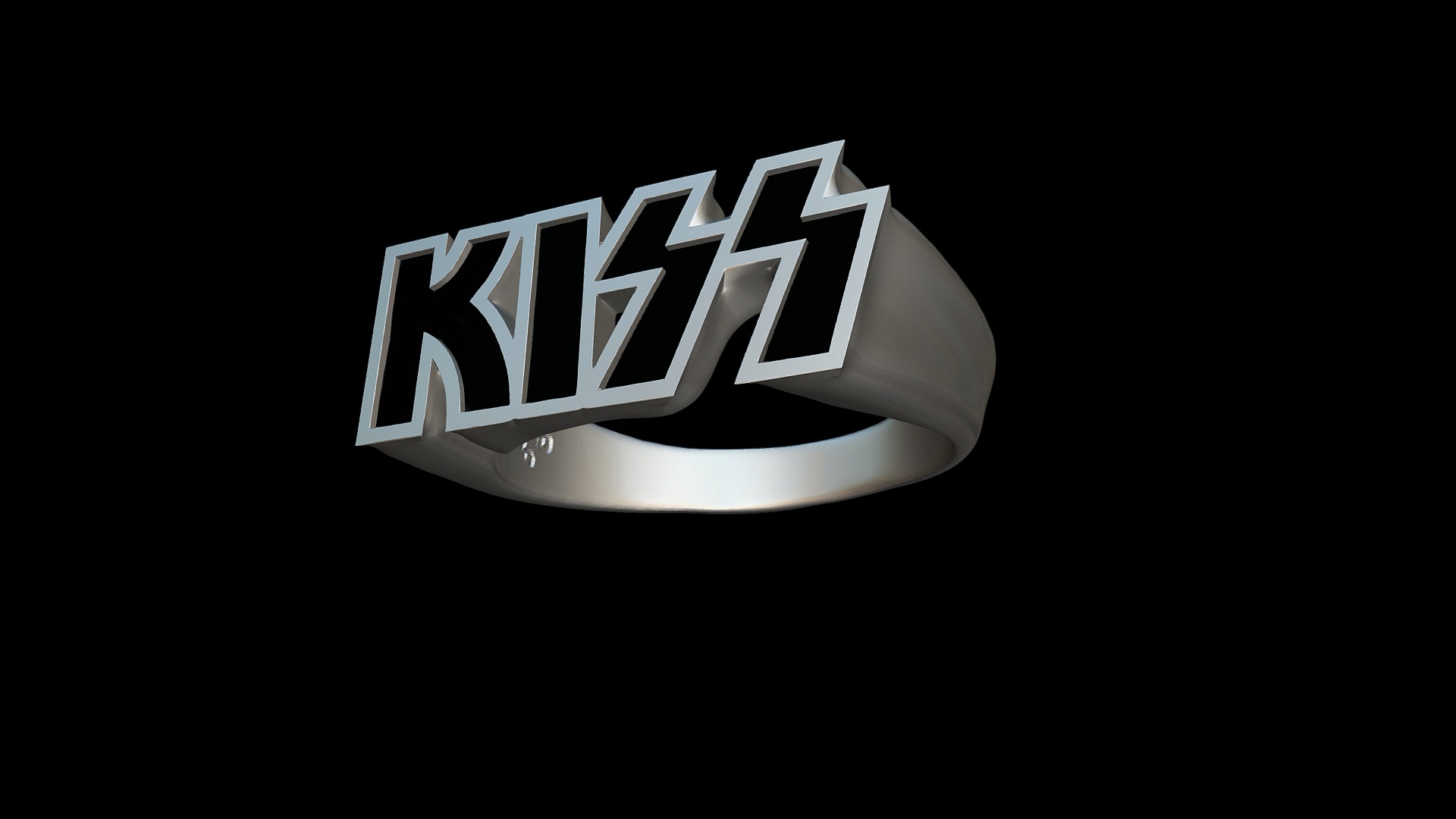 3D model Kiss fan ring - This is a 3D model of the Kiss fan ring. The 3D model is about logo.