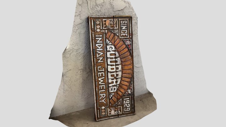 Old Painted Wooden Sign - Godber's Jewelry 3D Model
