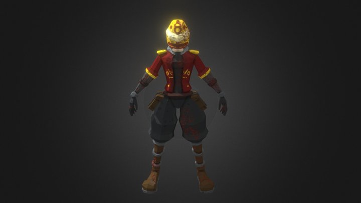 Low Poly Bloody Biker 3D Model